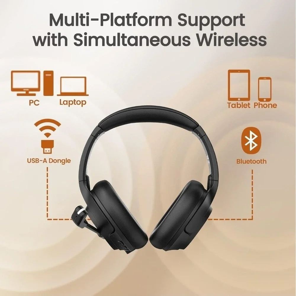 Headset with Mic for Work, Bluetooth 5.0 Headset with AI-Powered Noise Cancel